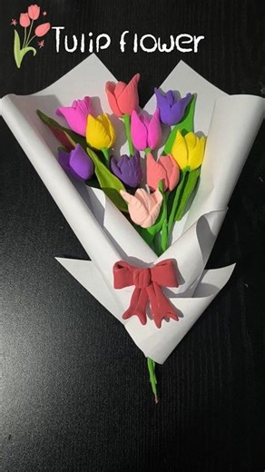 Super Clay Tulip Bouquet 🌷 | Easy DIY Clay Flower Craft | Satisfying Art #shorts
