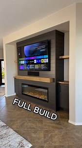 1.4M views · 11K reactions | Here’s the beginning part of this build, start to finish. Cabinet install in another video, check it out! Turning this niche into a statement! . #builder #howto #tutorial #instructions #accentwall #niche #shiplap #livingroomideas #designideas #walldecor #livingroomdesign #mediawall #tvwall #builtins #designinspiration #inspo #fireplace | Accent Wall Designs | Facebook