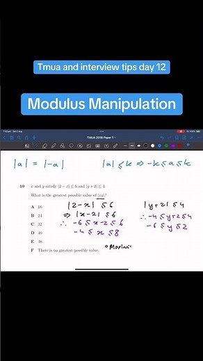 TMUA tips day 12, modulus function manipulation