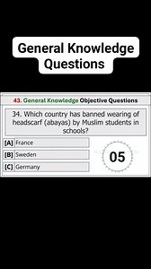 30 reactions | Top 43 General Knowledge Objective Questions  | General Knowledge Questions and answers 2025 | Test Preparation MCQ's | Facebook