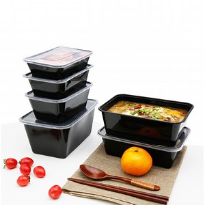 [Hot Item] Black Disposable Food Grade Takeaway Plastic Food Containers with Lids