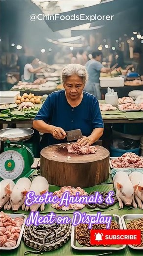 Shocking Wet Market Scene 😱 Exotic Animals & Meat on Display #shorts