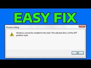 How To Fix Windows Cannot Be Installed to This Disk The Selected Disk Is Of The GPT Partition