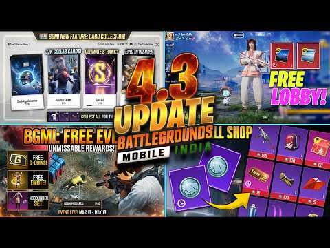 😍 BGMI 4.3 UPDATE IS HERE: NEW CARD FEATURES | RAY ROBOT FREE SKIN + LOBBY PERMANENT | RECALL EVENT.