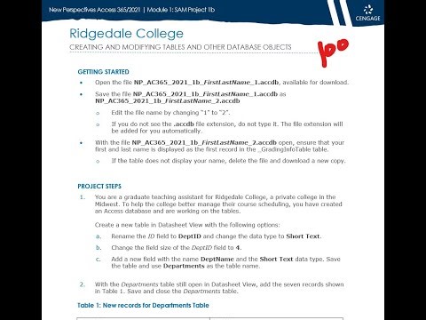 New Perspectives Access 365/2021 | Module 1: SAM Project 1b