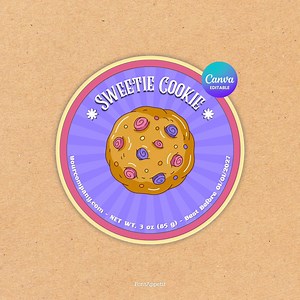 Label for Cookies | Vintage Cookie Canva Template, Playful Bakery Sticker, 4 Sizes - Etsy UK