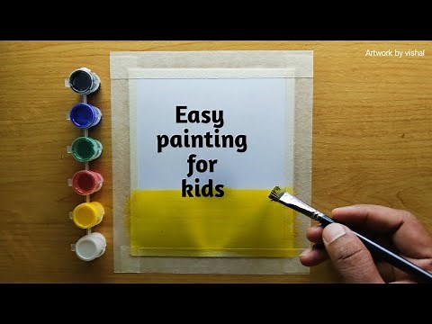 easy and simple painting for kids, sunset painting ideas, step by step tutorial
