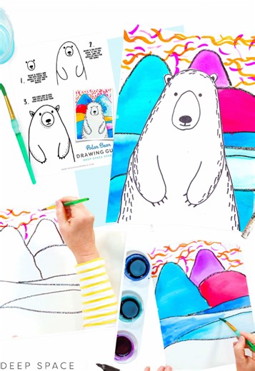 Inspired by Canadian artist Ted Harrison, this friendly polar bear is simple but SO technique-rich. Grab the drawing guide for this lesson inside of our January Project Guide. Link in bio! ✨ #arteducation #artteachersoftiktok