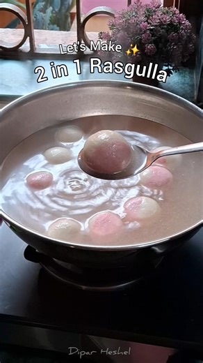 2 in 1 Rasgulla 😍 | Two Flavour Rasogolla at Home | Sweet Surprise | Dipar Heshel #ytshorts