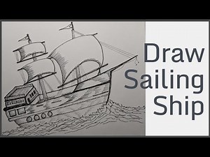 How to draw a Sailing Ship easy and step by step