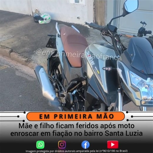 Mãe e filho ficam feridos após moto enroscar em fiação no bairro Santa Luzia