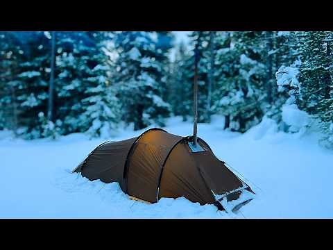 Hot Tent Camping In Heavy Snowfall