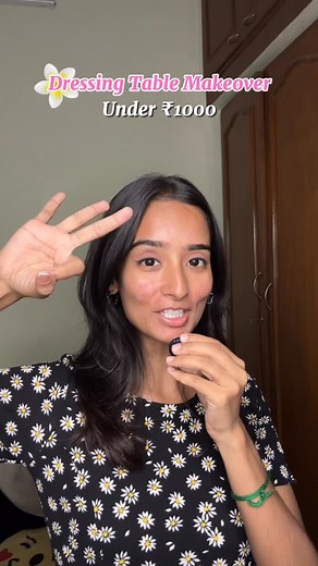 Gani ☆ | Content Creator on Instagram: "Did a cute *dressing table makeover under ₹1000* and it completely changed my vibe! 🪞 From cluttered to classy proof that budget aesthetics are real ✨ Save this for your next mini room glow-up! dressing table makeover budget room decor aesthetic setup under 1000 affordable dressing table ideas room makeover ideas budget home decor minimal setup for girls affordable beauty corner DIY dressing table vanity setup India #ganitha #ganithasingh #dressing