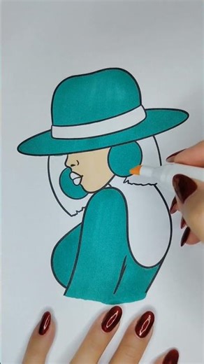 Elegant Lady Coloring 💚 Fashion Art Drawing and Relaxing Coloring Video
