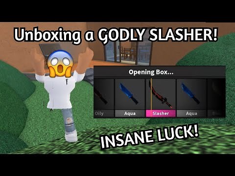 INSANE LUCK! Unboxing a Godly Slasher in Murder Mystery 2!