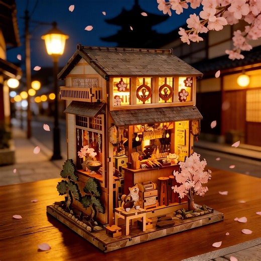 DIY Japanese Izakaya Book Nook Kit. 3D Wooden Puzzle Shelf Insert With LED Light. - Etsy