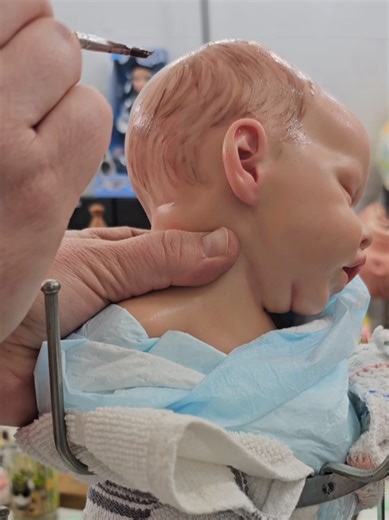 Painting Hair on Full Body Silicone Reborn Baby Doll