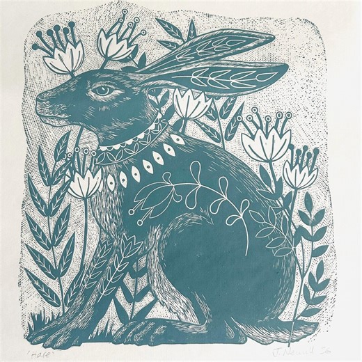 Hare - Hand Printed Original Linocut Print - Etsy