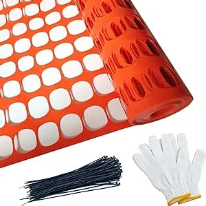 Safety Fence Plastic Mesh Fencing Roll, 4'x100' Feet 1 Roll with 100 Zip Ties, Temporary Reusable Netting for Snow Fence, Garden, Construction and Animal Barrier (Orange MW 10.71 lb/roll)