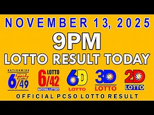 9pm Lotto Result Today PCSO November 13 2025