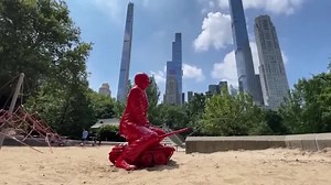 Red Putin statue pops up in Central Park