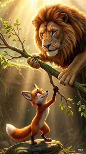 The Kind Lion Saved a Trapped Fox | Emotional Animal Story | Heartwarming Forest Tale
