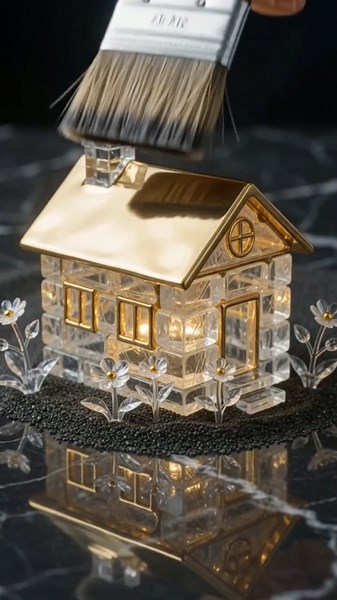 Building Mini House With Crystal Ice & Gold 🧊⚜️ | ASMR #shorts #MiniBrickStudio