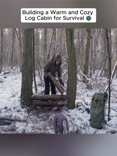 Building a Warm and Cozy Log Cabin for Survival ❄️ Winter Bushcraft, Survival #camping #solocamping #campingUSA #uscamping #survival #girlcamping #outdoors #snow #asmr #relax #camp #campinglife #rain #snowcamping #luxurycamping #luxurytent #campingtent