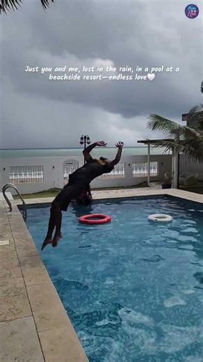 Just you and me, lost in the rain, in a pool at beachside resort #staycation #beach #pondicherry