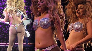 Lady Gaga performs a slow version of Born This Way after an emotional speech in Vegas