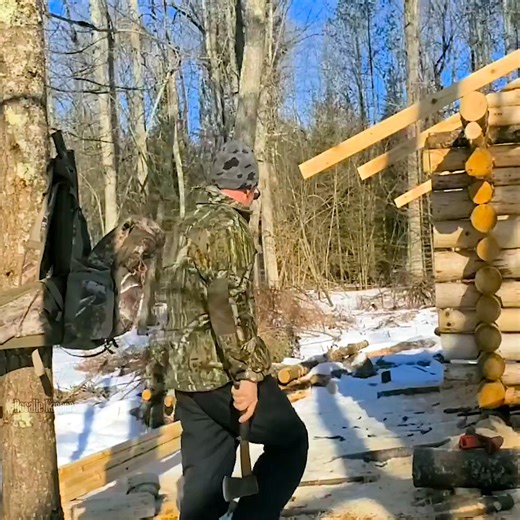 5K views · 124 reactions | building a tiny Off grid log cabin (episode 27) #SoloRoofBuild | Rosalie Kasper | Facebook