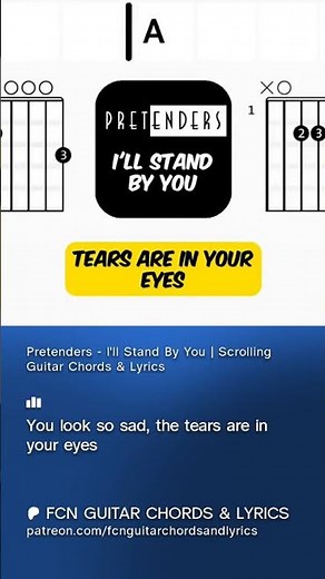 Pretenders - I'll Stand By You | Scrolling Guitar Chords & Lyrics #guitar #rock #music #cover