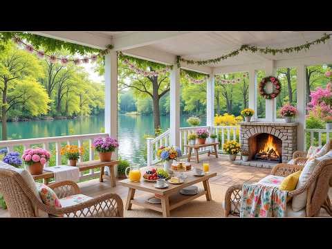 Peaceful Easter Morning Ambience 🌿 Spring Ambience, Relaxing Piano Music and Fireplace