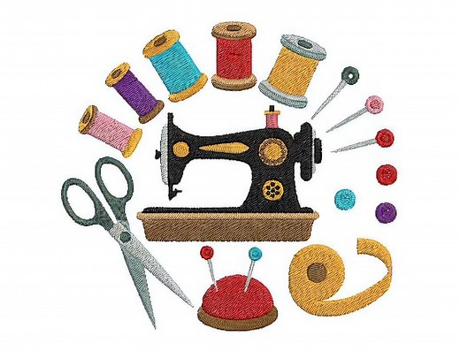 Vintage Sewing Machine Embroidery Design: Colorful Spools (digital Download) - Etsy