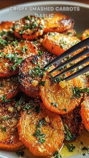 Carrots smashed and drizzled with olive oil. Sprinkle garlic powder, paprika, salt and black pepper. Roast at 425°F for 25 min. Crispy edges, golden and tender inside. Ingredients ➤ 1 pound small carrots, peeled ➤ 2 tablespoons olive oil ➤ ½ teaspoon garlic powder FULLL Recipe in First Cօʍʍеոτ 👇👇 | Nessy Recipes