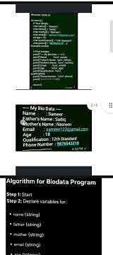 create a simple c program in my details explain with Sameer