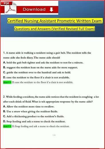 Certified Nursing Assistant Prometric Written Exam Actual Qu video