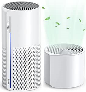 Afloia 2 IN 1 Air Purifier with Humidifier Combo, 3-Stage Filters for Home Allergies Pets Hair Smoker Odors, Evaporative Humidifier, Auto Shut Off, Quiet Air Cleaner with Seven Color Light,White