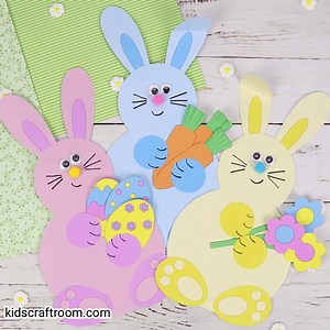 115K views · 157 reactions | Make adorable Spring Bunnies. Each one holds a bunch of flowers, pile of tasty carrots or a hoard of decorated Easter eggs. So cute! Get your template here: https://kidscraftroom.com/spring-bunny-craft/ | Kids Craft Room | Facebook