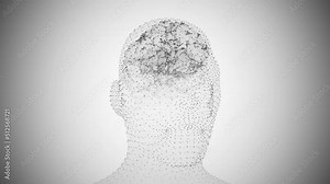 Abstract human body with brains spinning animation background. You can use it for a technology, science, stage, communication or social media background.