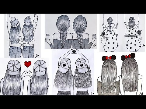 6 Easy BFF Drawing Ideas | BFF drawings | Best Friends drawings