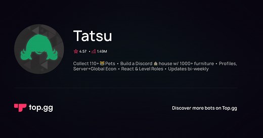 Add Tatsu Discord Bot | The #1 Discord Bot and Discord App List