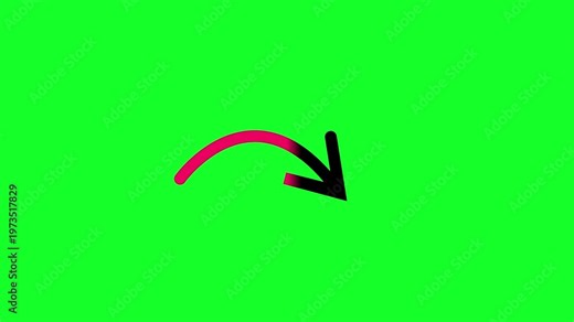 Looping colorful arrow animation on green screen in 4K UHD, seamless motion graphic for tutorials, presentations, UI navigation and video overlays