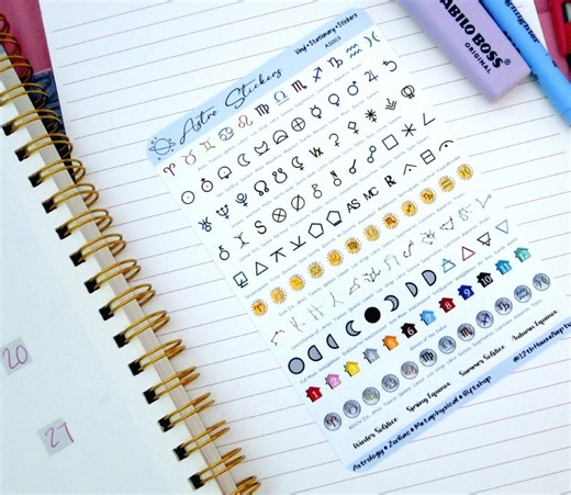 Astrology Planner Stickers: Color Coded Vinyl Zodiac Symbols - Etsy