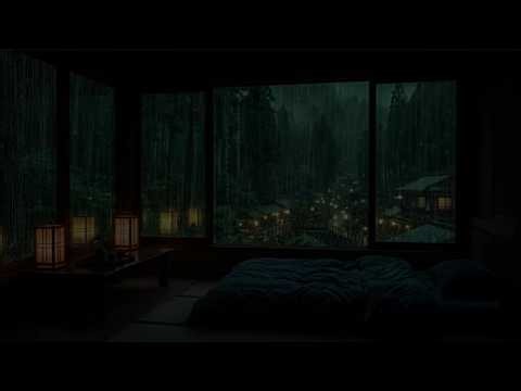 Rain Sounds in a Dark Bedroom 🌧 (No Ads) | 3 Hours for Deep Sleep & Relaxation