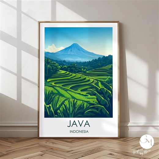 Java Poster Indonesia Volcanic Landscape & Natural Wonders | Exotic Island Art | Landscape Poster Indonesia - Etsy