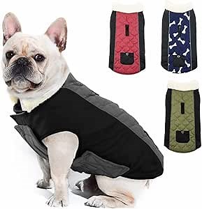 Dog Winter Coat, Reflective Warm Cozy Reversible Vest Dog Jacket with Zipper Leash Hole, Cold Weather Dog Coats for Small Dog