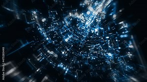 Abstract Digital Data Technology Background Loop/ 4k animation of an abstract high technology wallpaper background visual fx of data lines and particles zooming in with ambient occlusion and depth of