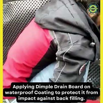 Applying Dimple Drain Board on Waterproof coating.