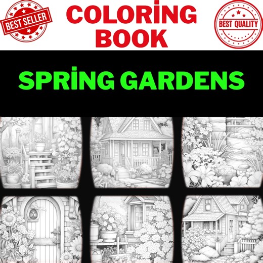 Spring Garden Coloring Pages, Cottagecore Floral Backyard Printable PDF (digital Download) - Etsy